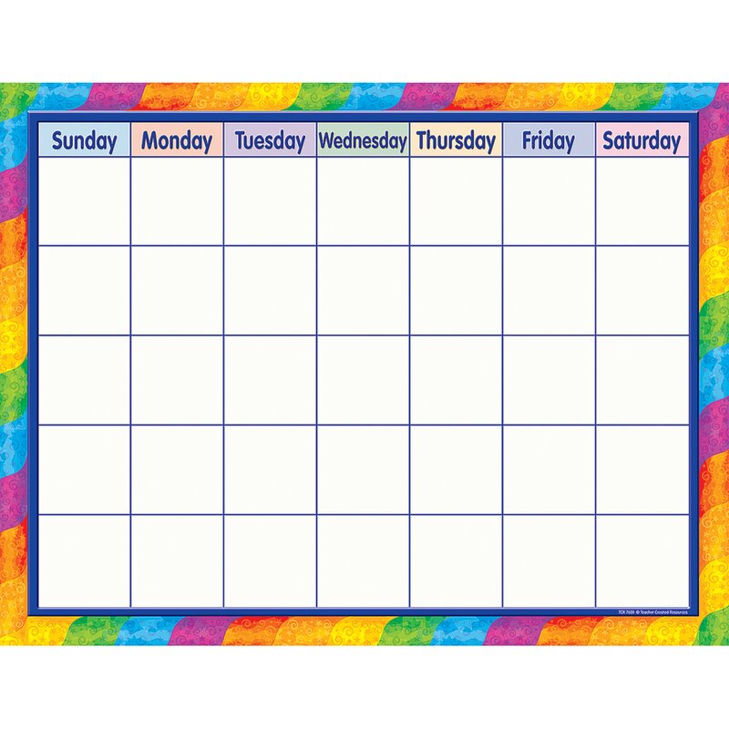 Teacher Created Resources Rainbow Calendar Wayfair